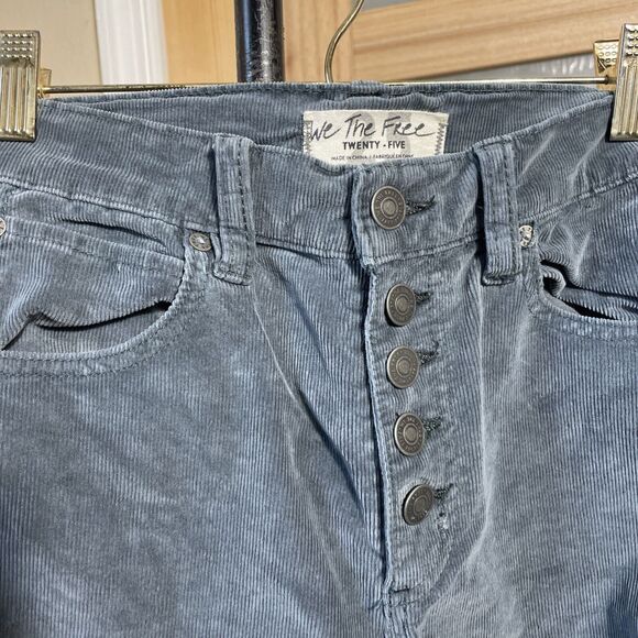 We The Free Gray Corduroy Button Fly Pants Size 25 High Waisted Boho Skinny - Picture 3 of 7